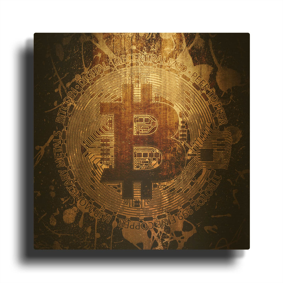 'Bitcoin Zinc' By Cameron Gray Gold Metal Wall Art