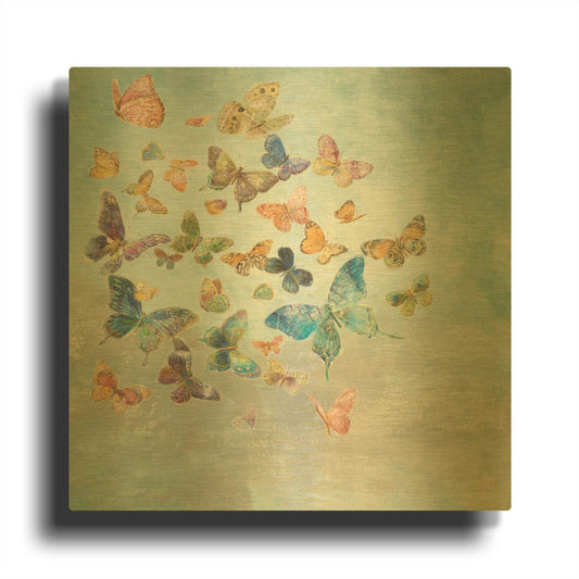 'Beautiful Butterflies v3 Square' By Danhui Nai Gold Metal Wall Art