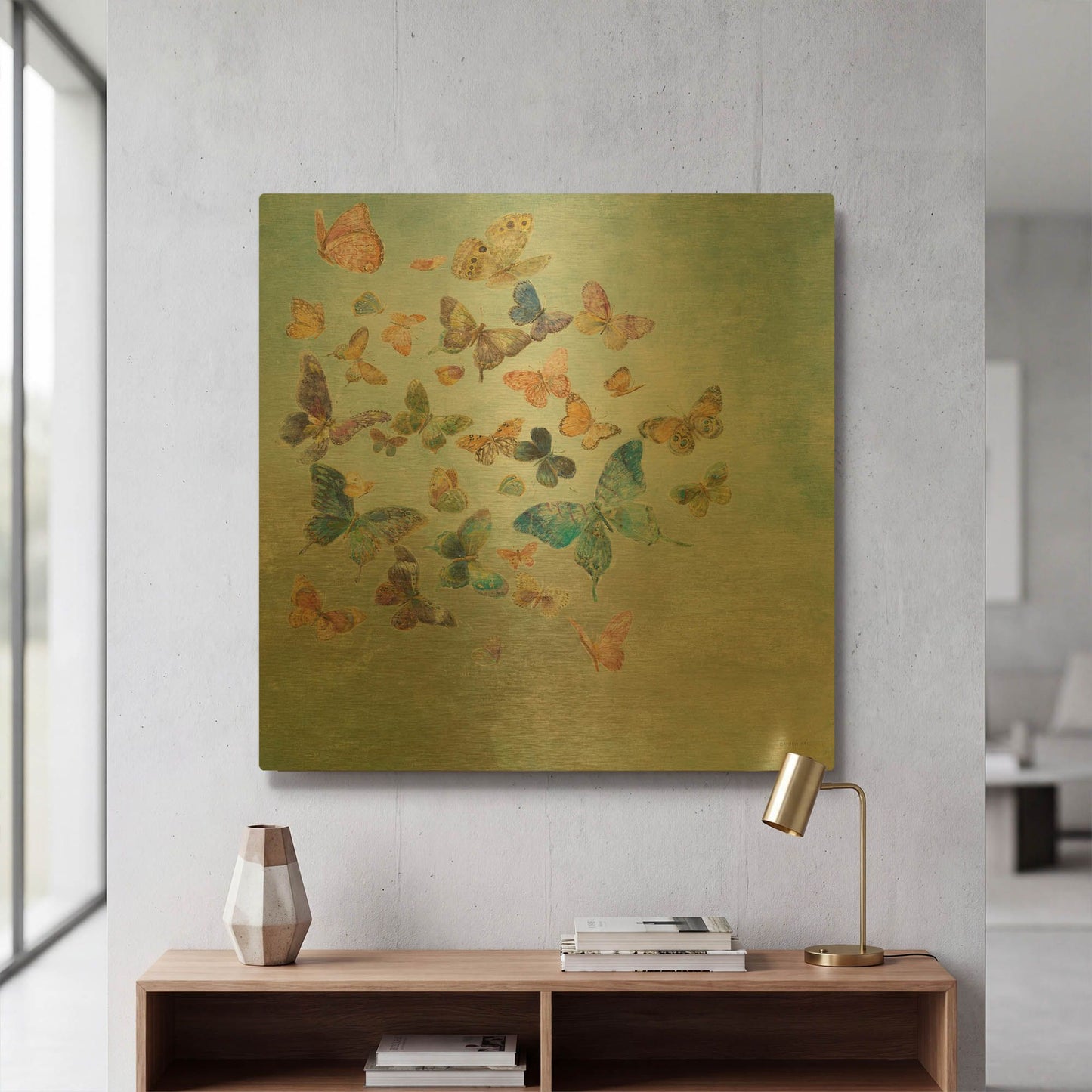 'Beautiful Butterflies v3 Square' By Danhui Nai Gold Metal Wall Art