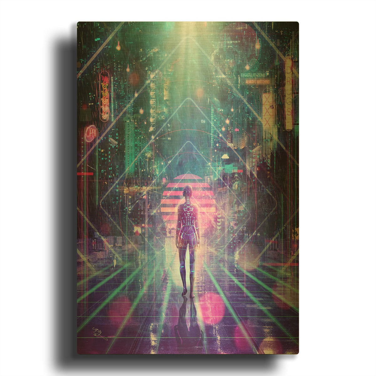 'Neon Zone' By Cameron Gray Gold Metal Wall Art