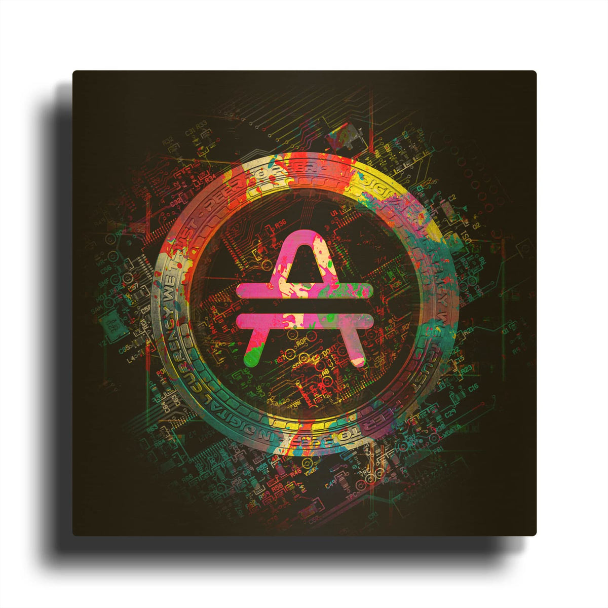 'Amp Crypto Power' By Epic Portfolio Gold Metal Wall Art