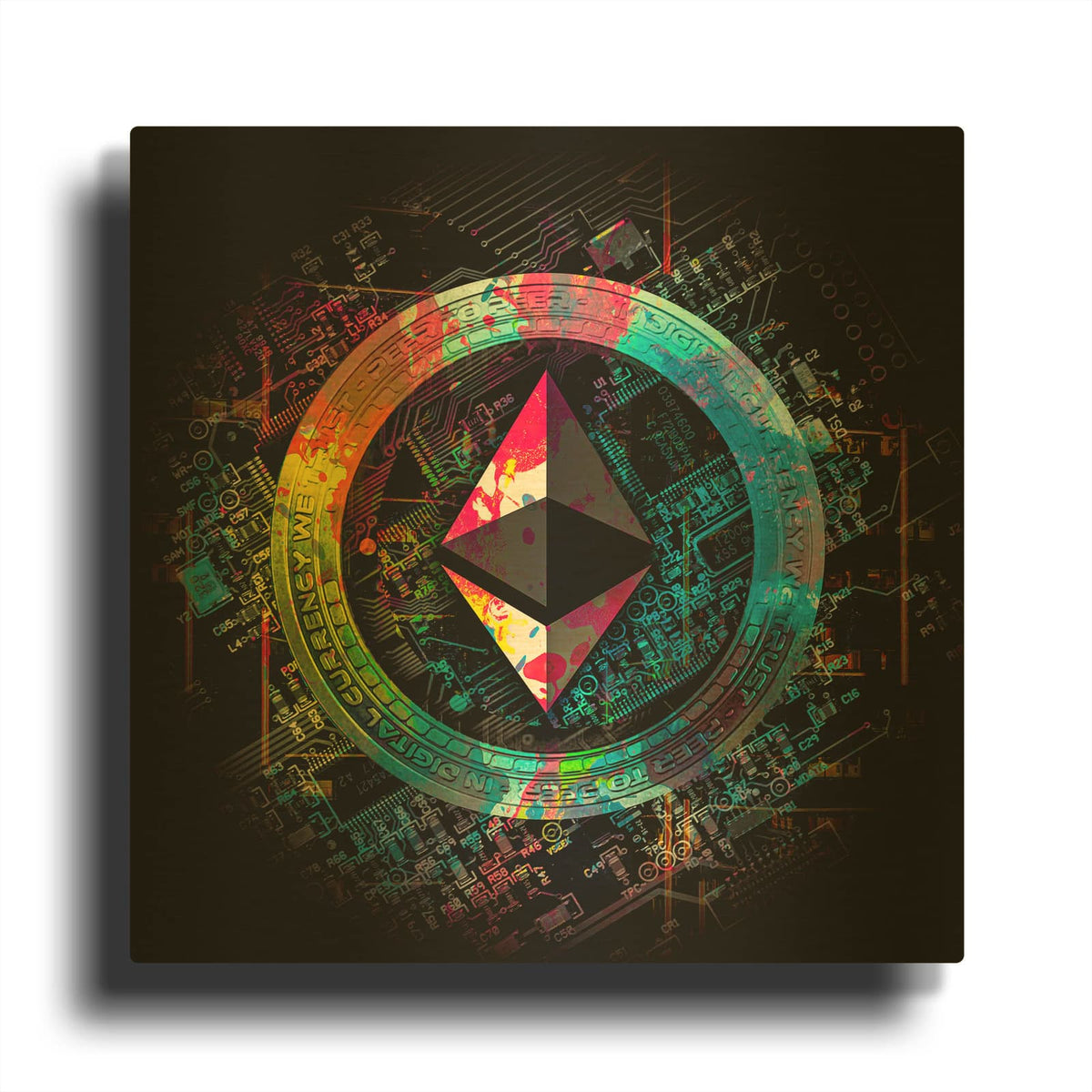 'Ethereum Crypto Power' By Epic Portfolio Gold Metal Wall Art