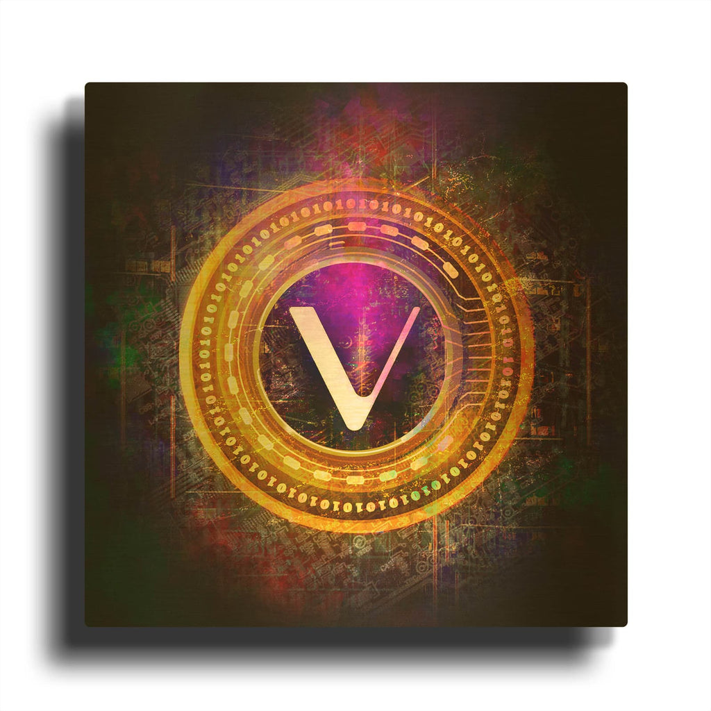 'Vechain Crypto Halo' By Epic Portfolio Gold Metal Wall Art