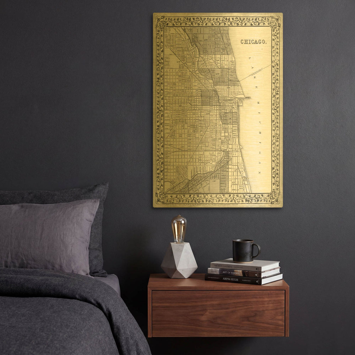 'Plan of Chicago' By Mitchell Gold Metal Wall Art
