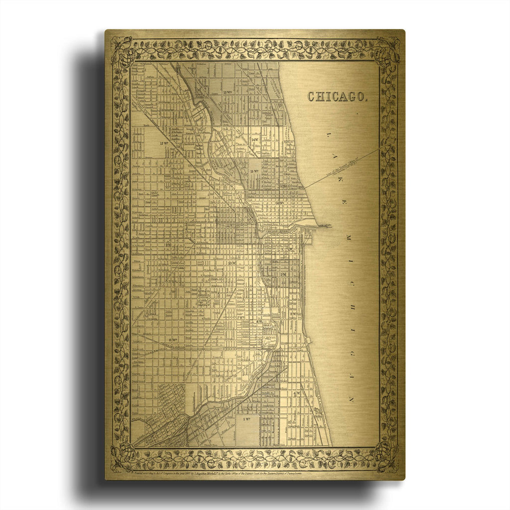 'Plan of Chicago' By Mitchell Gold Metal Wall Art