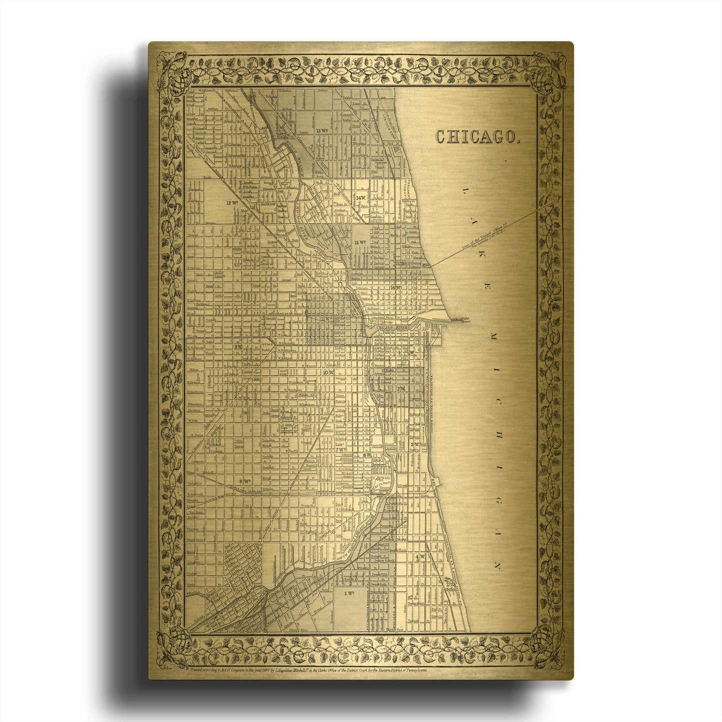'Plan of Chicago' By Mitchell Gold Metal Wall Art