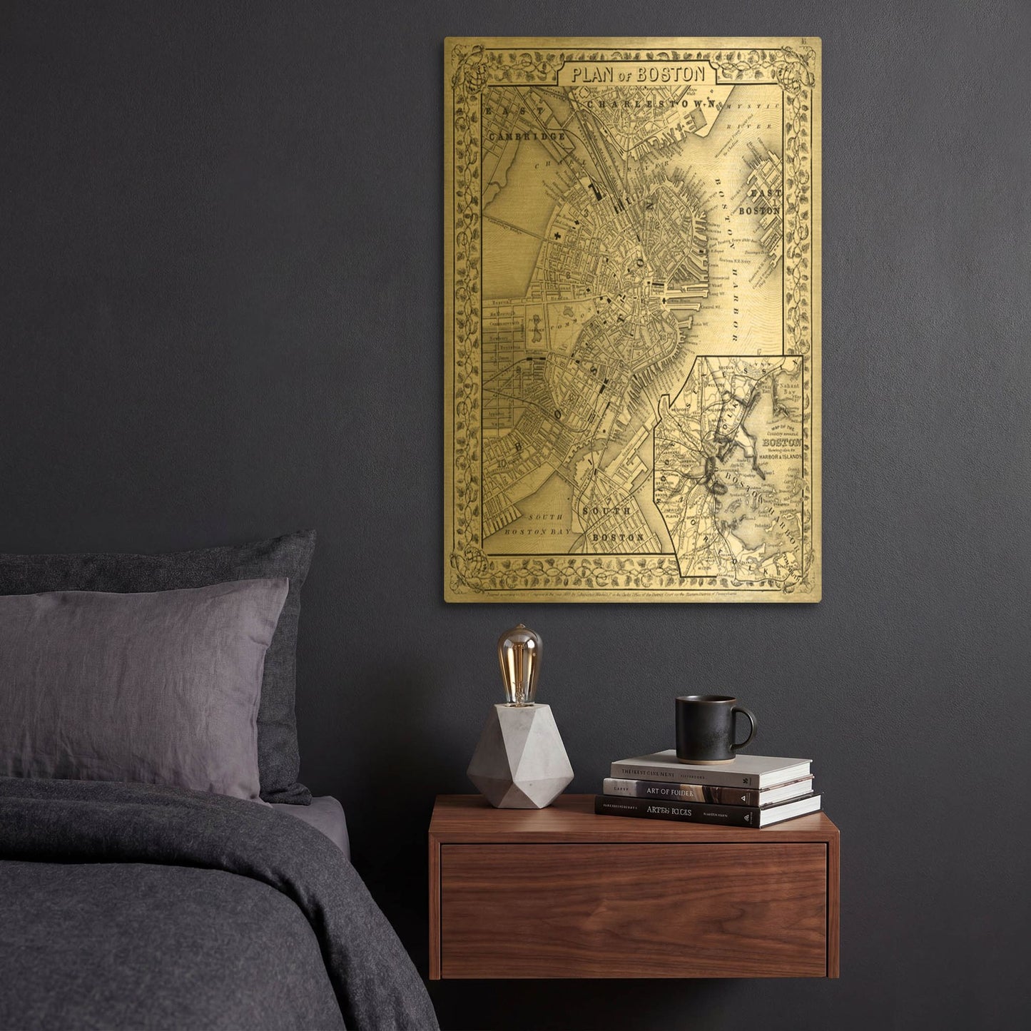 'Plan of Boston' By Mitchell Gold Metal Wall Art