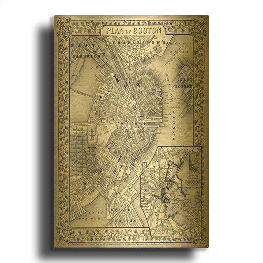 'Plan of Boston' By Mitchell Gold Metal Wall Art