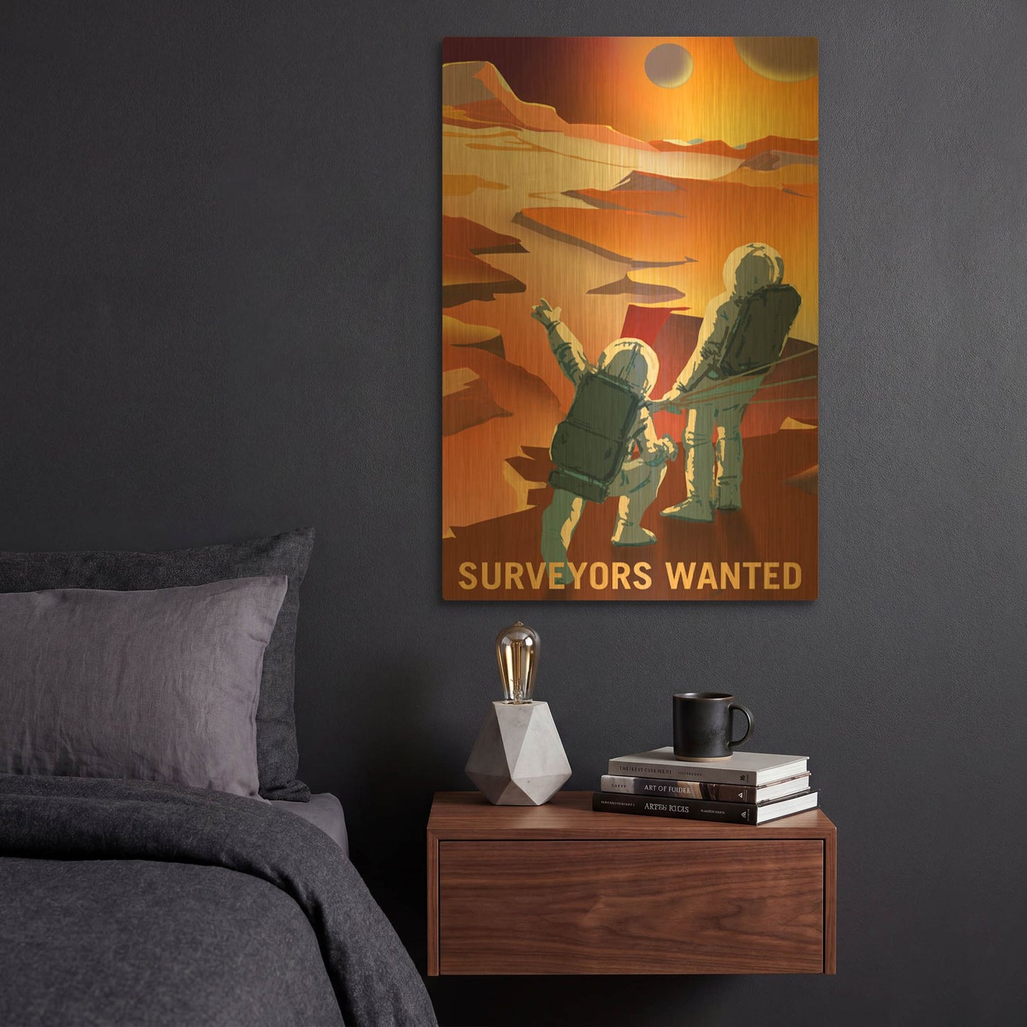'P04 Surveyors Wanted Nasa Recruitment Poster' By NASA Posters Gold Metal Wall Art