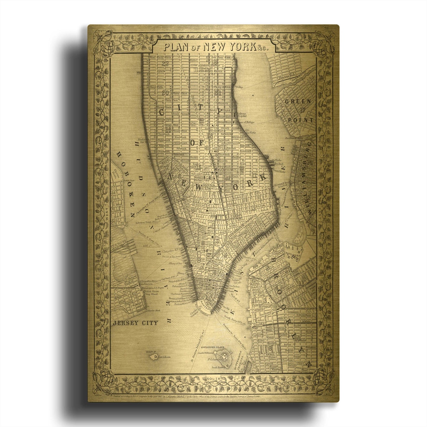'Plan of New York' By Mitchell Gold Metal Wall Art