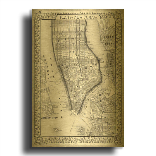 'Plan of New York' By Mitchell Gold Metal Wall Art