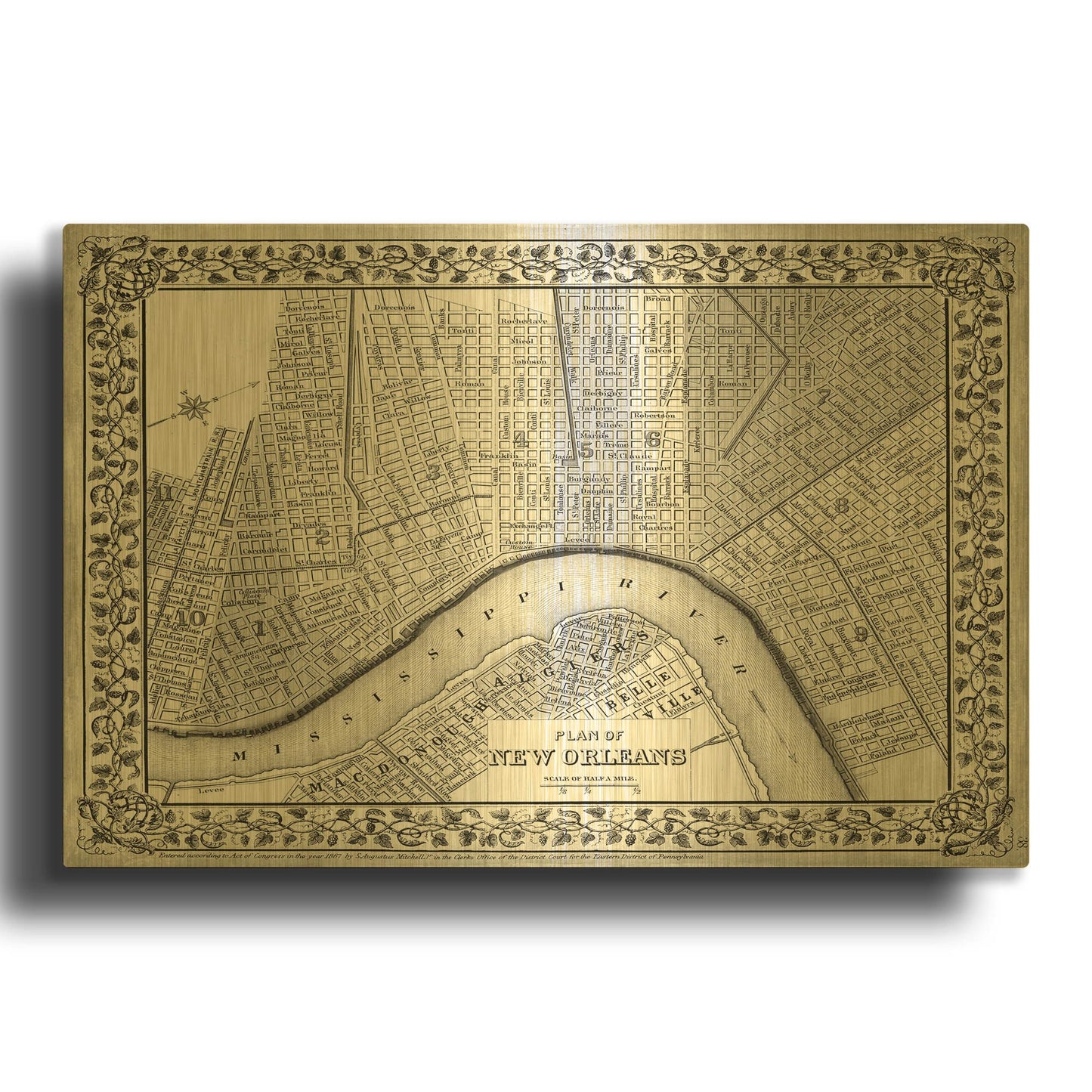 'Plan of New Orleans' By Mitchell Gold Metal Wall Art