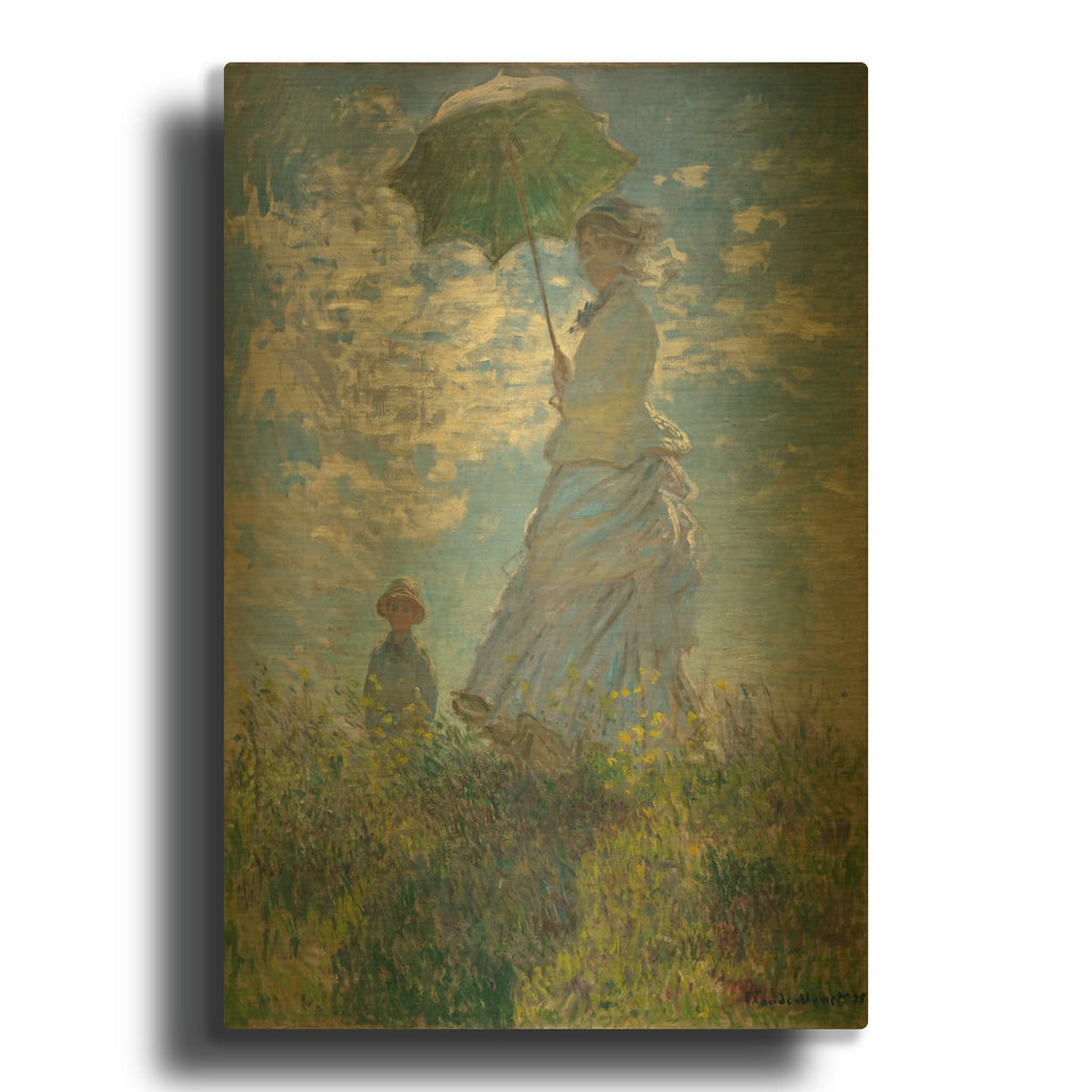 'Woman With A Parasol' By Claude Monet Gold Metal Wall Art