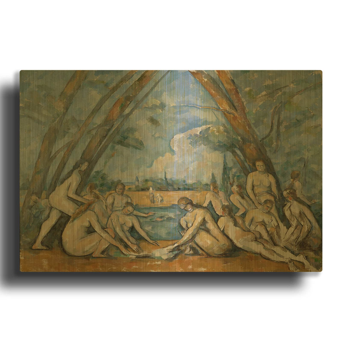 'The Large Bathers' By Paul Cezanne Gold Metal Wall Art