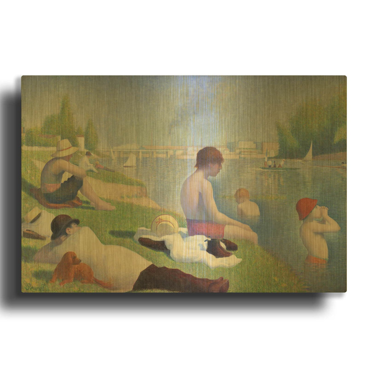 'Bathers At Asnieres' By Georges Seurat Gold Metal Wall Art