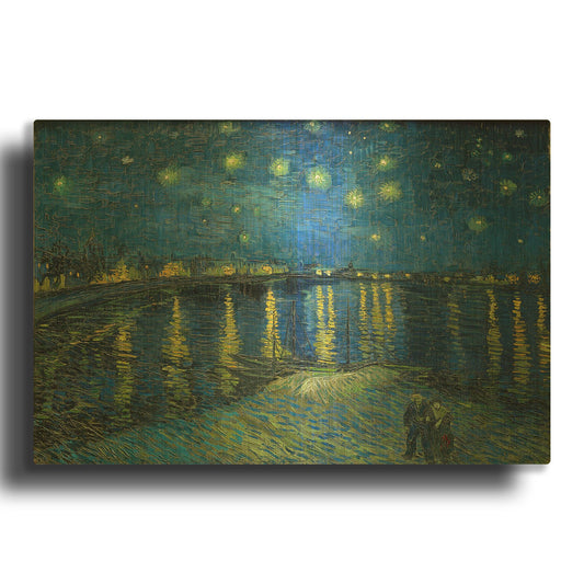 'Starry Night Over the Rhone' By Vincent Van Gogh Gold Metal Wall Art