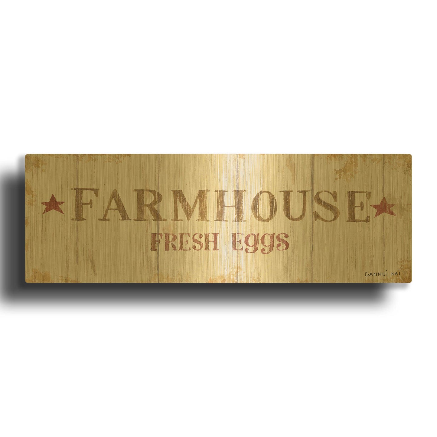 'Farm Patchwork XVI' By Danhui Nai Gold Metal Wall Art