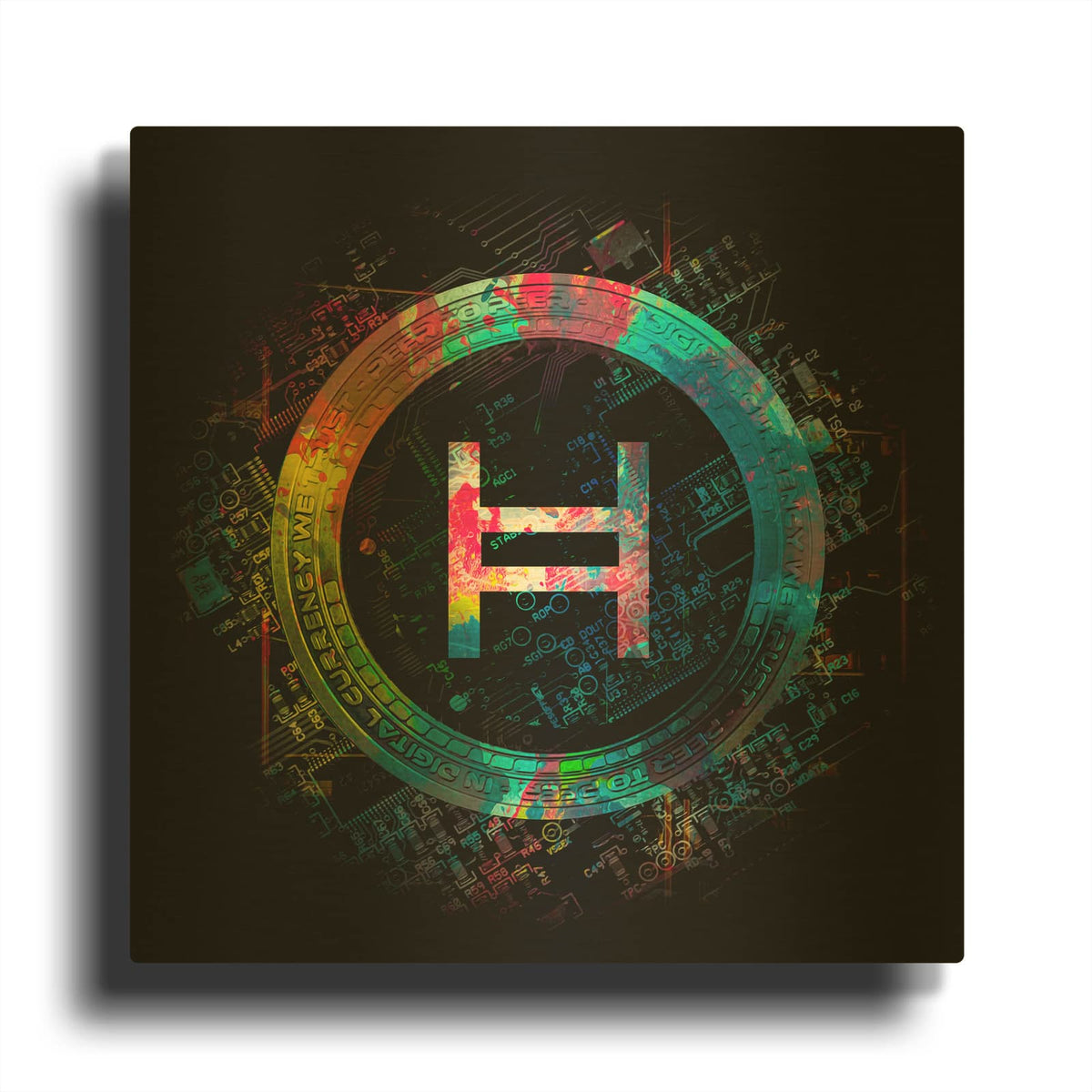 'HBAR Hedera Crypto' By Epic Portfolio Gold Metal Wall Art