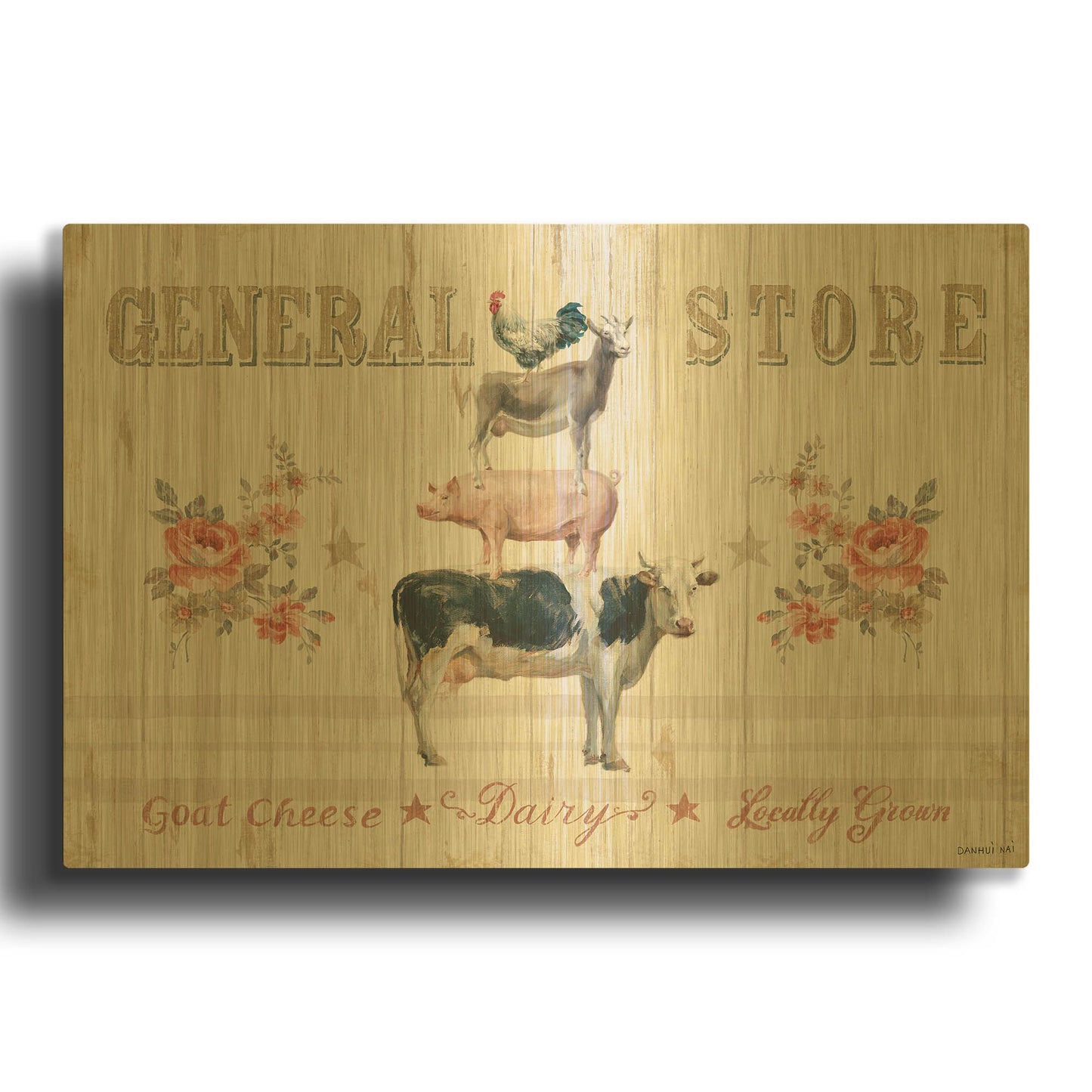 'Farm Patchwork I' By Danhui Nai Gold Metal Wall Art