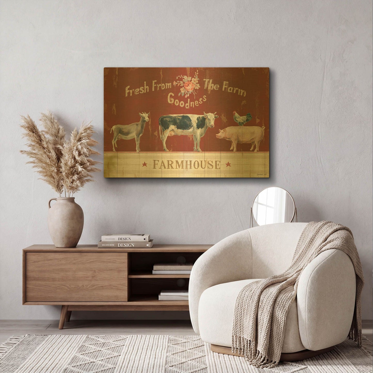 'Farm Patchwork II' By Danhui Nai Gold Metal Wall Art