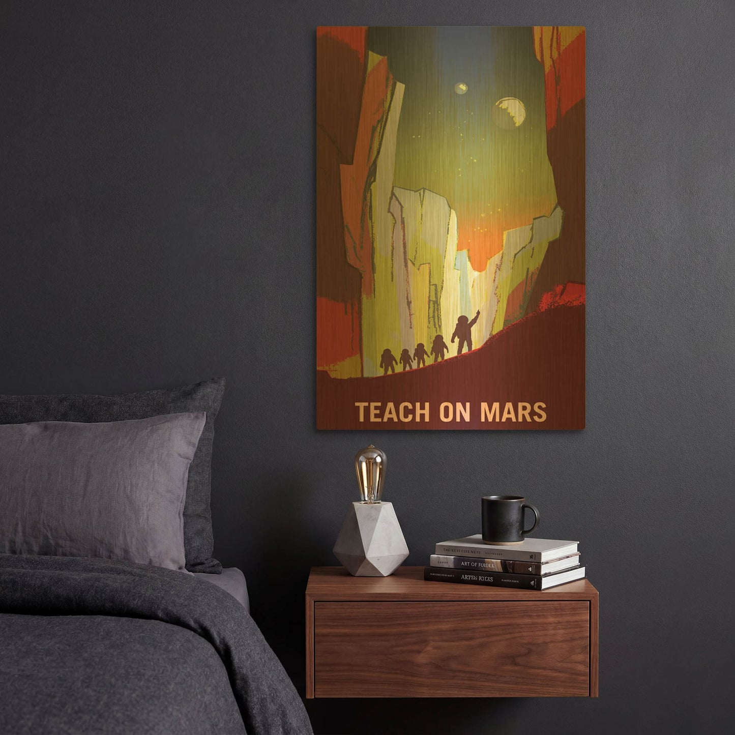 'P05 Teach On Mars Nasa Recruitment Poster' By NASA Posters Gold Metal Wall Art