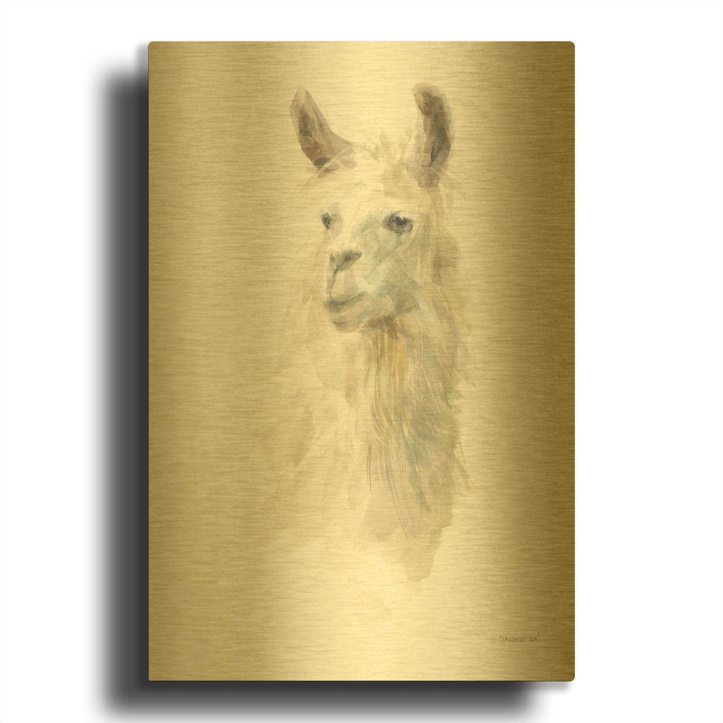 'Classic Llamas II' By Danhui Nai Gold Metal Wall Art