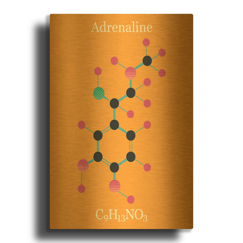 'Adrenaline Molecule II' By Maxim Gold Metal Wall Art