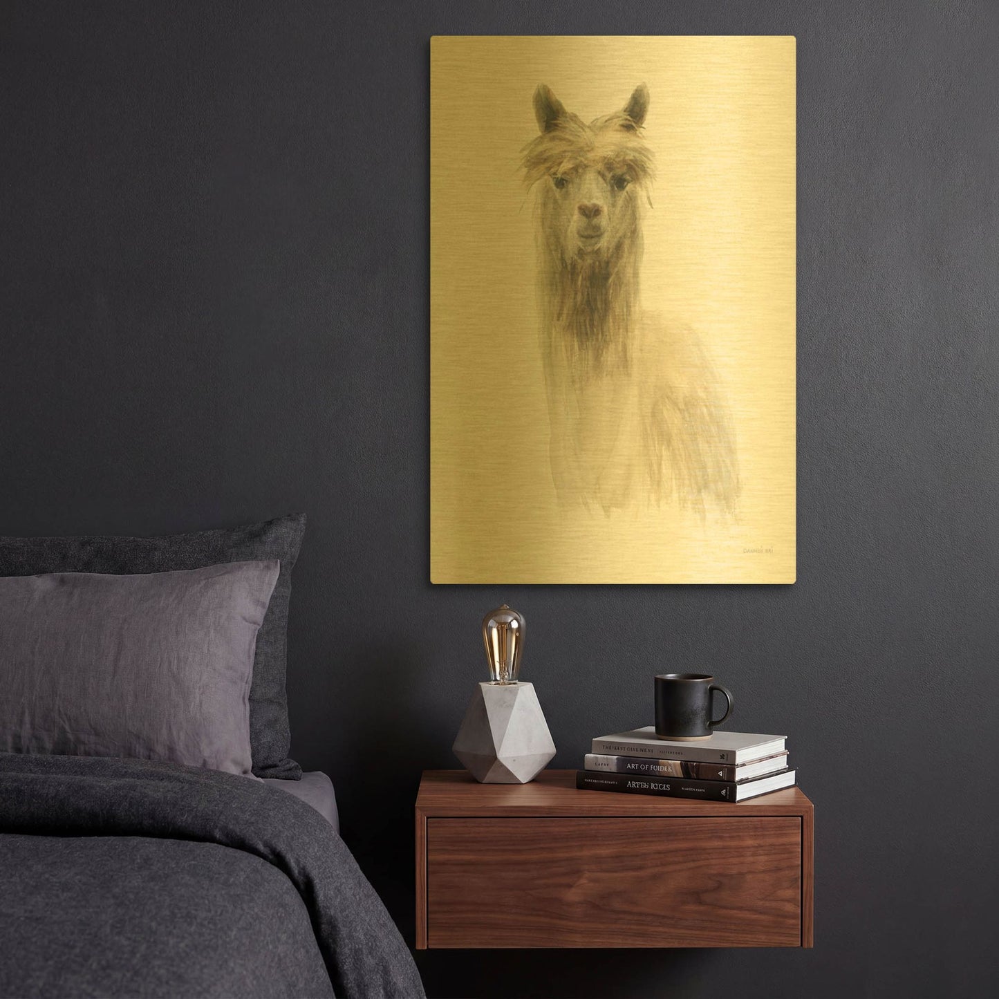 'Classic Llamas I' By Danhui Nai Gold Metal Wall Art