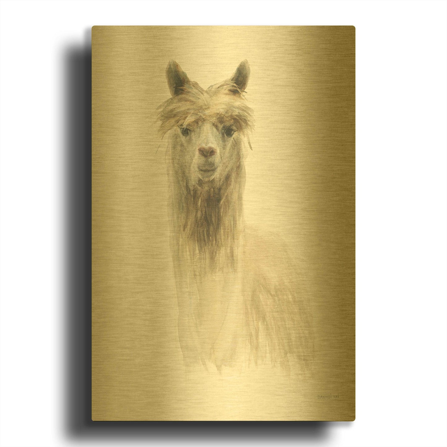 'Classic Llamas I' By Danhui Nai Gold Metal Wall Art