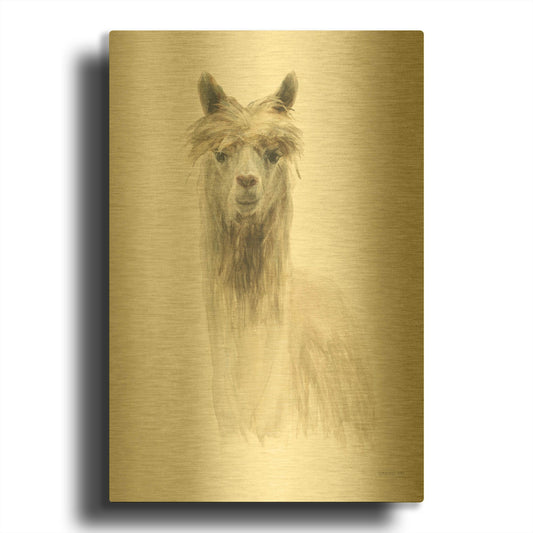 'Classic Llamas I' By Danhui Nai Gold Metal Wall Art