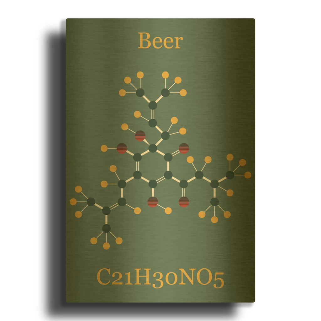'Beer Molecule II' By Maxim Gold Metal Wall Art