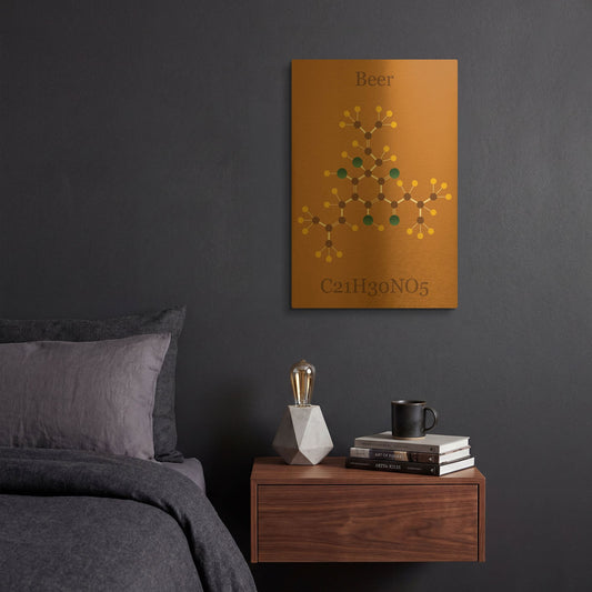 'Beer Molecule I' By Maxim Gold Metal Wall Art