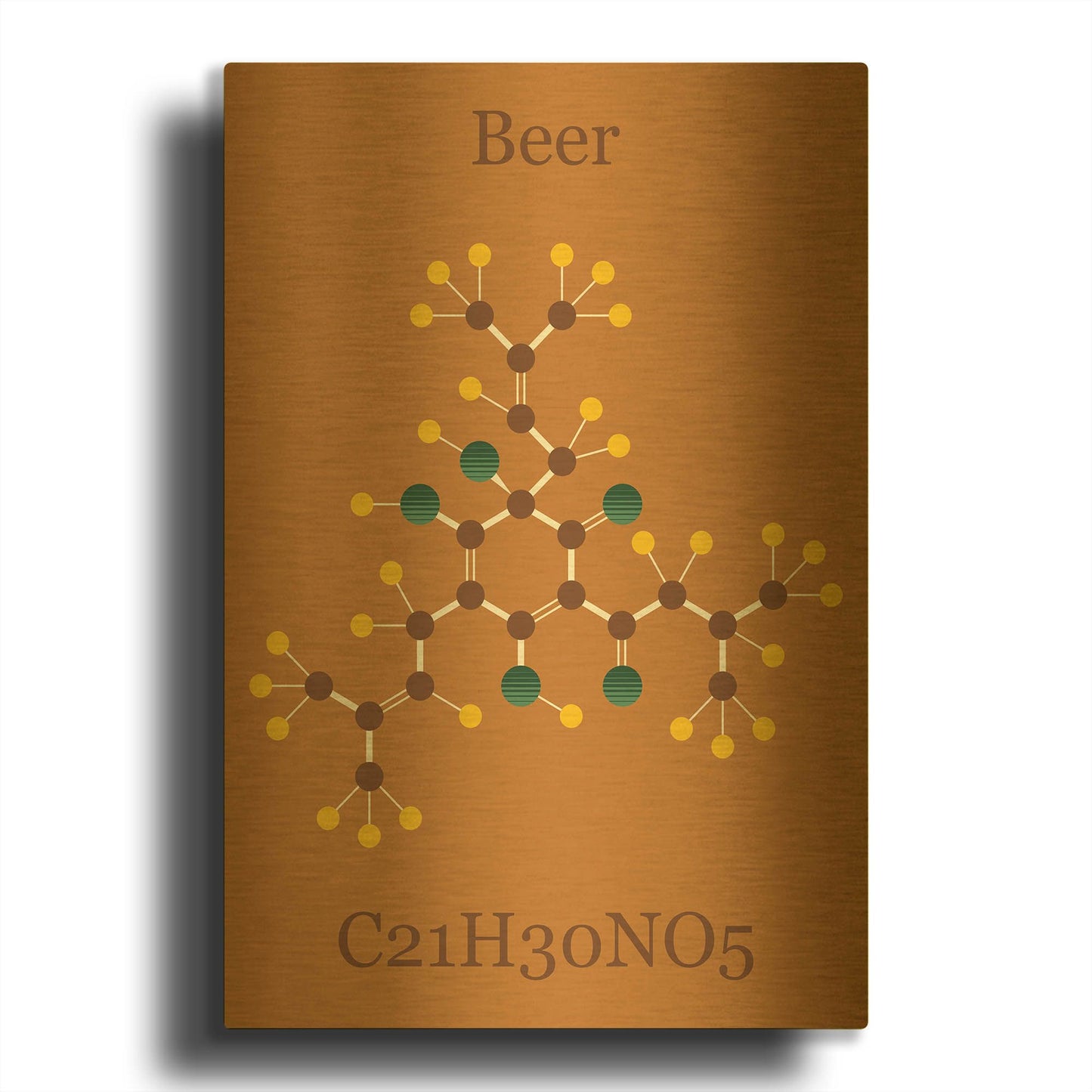 'Beer Molecule I' By Maxim Gold Metal Wall Art