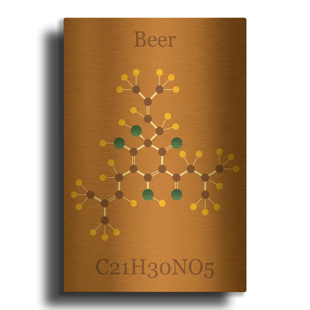 'Beer Molecule I' By Maxim Gold Metal Wall Art