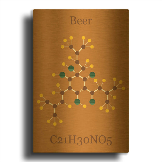 'Beer Molecule I' By Maxim Gold Metal Wall Art