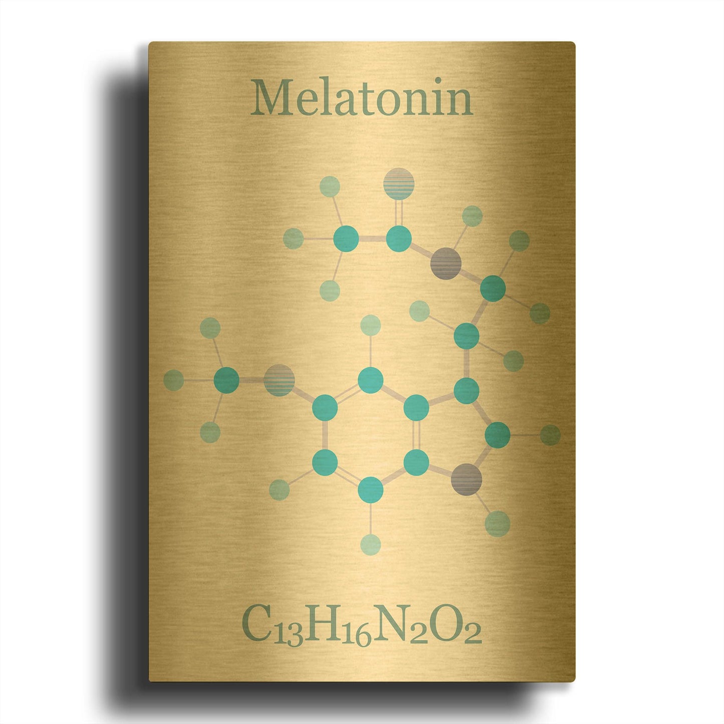 'Melatonin Molecule II' By Maxim Gold Metal Wall Art