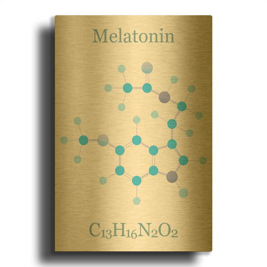 'Melatonin Molecule II' By Maxim Gold Metal Wall Art