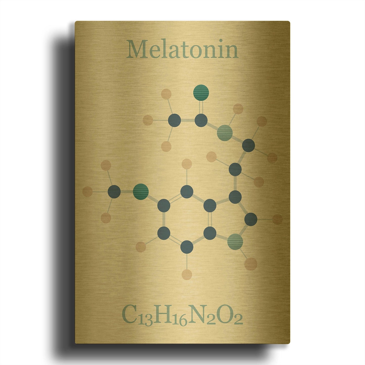 'Melatonin Molecule I' By Maxim Gold Metal Wall Art
