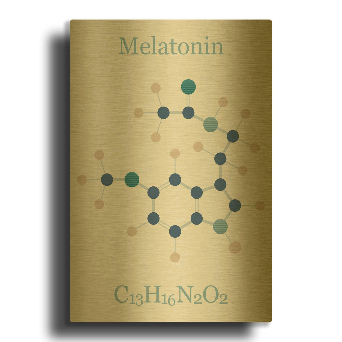 'Melatonin Molecule I' By Maxim Gold Metal Wall Art