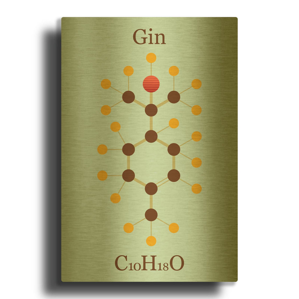 'Gin Molecule' By Maxim Gold Metal Wall Art