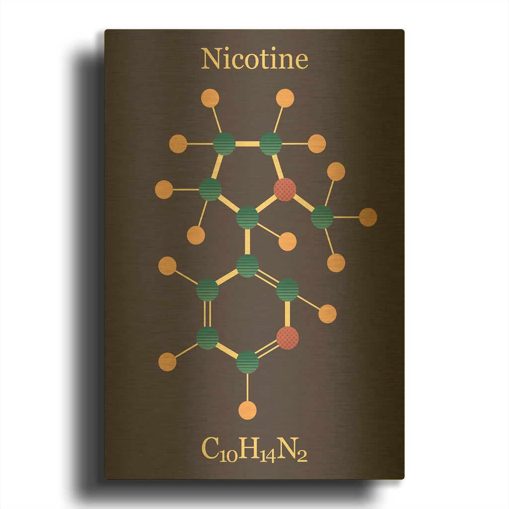 'Nicotine Molecule' By Maxim Gold Metal Wall Art