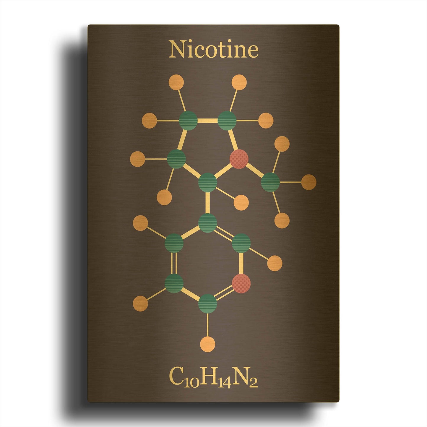 'Nicotine Molecule' By Maxim Gold Metal Wall Art