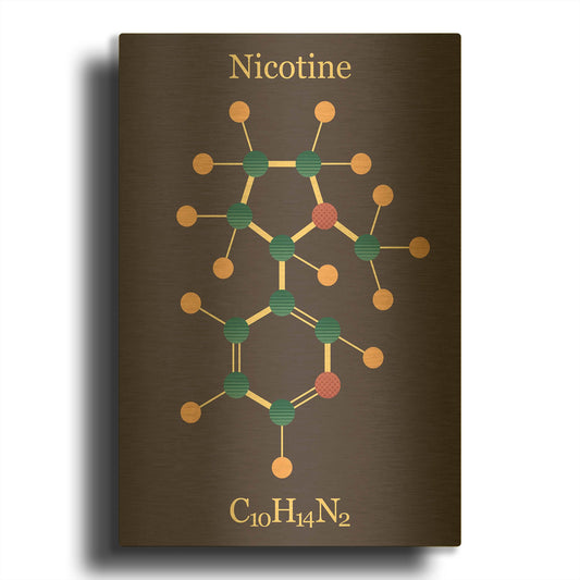 'Nicotine Molecule' By Maxim Gold Metal Wall Art