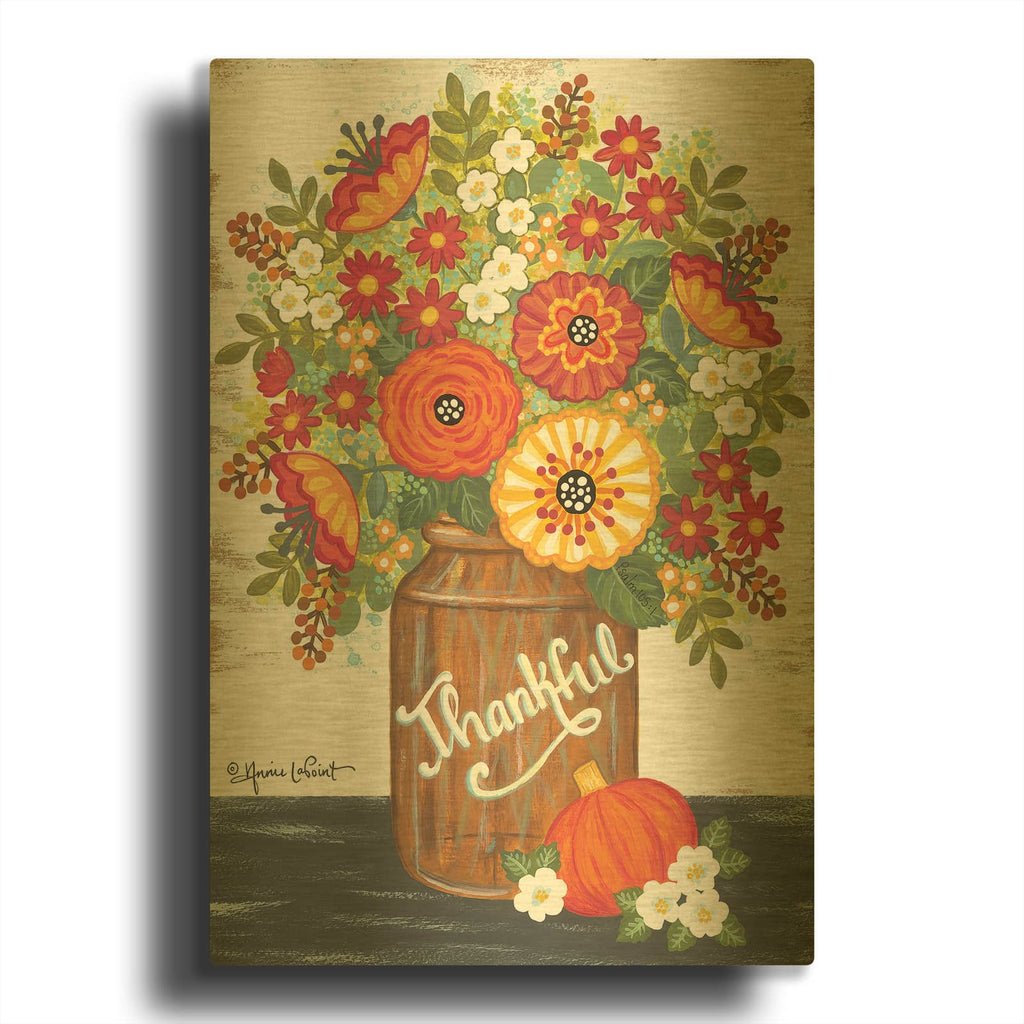 'Thankful Bouquet' By Annie LaPoint Gold Metal Wall Art