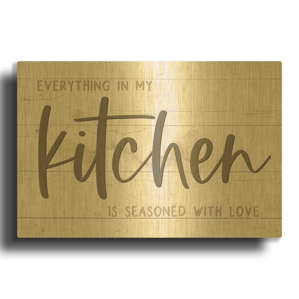 'Seasoned With Love Kitchen' By Susie Boyer Gold Metal Wall Art