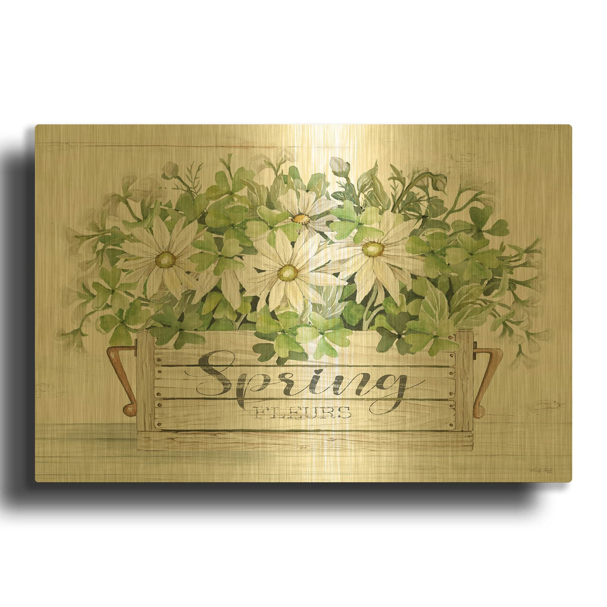 'Spring Flowers' By Cindy Jacobs Gold Metal Wall Art