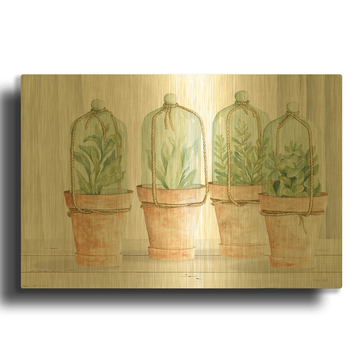 'Herb Collection' By Cindy Jacobs Gold Metal Wall Art