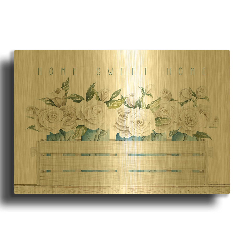 'Home Sweet Home Roses' By Cindy Jacobs Gold Metal Wall Art