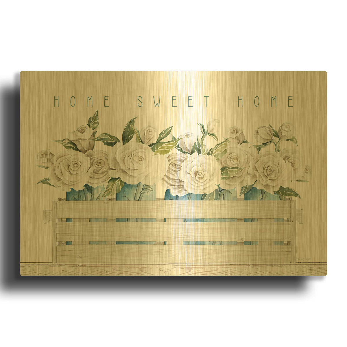 'Home Sweet Home Roses' By Cindy Jacobs Gold Metal Wall Art