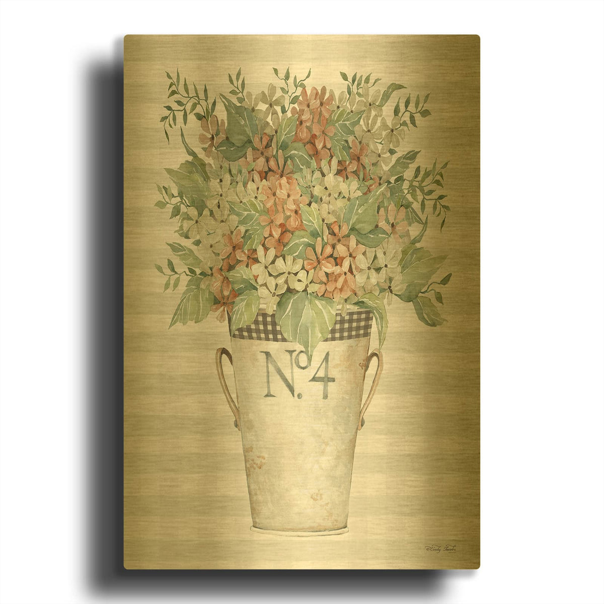 'Fall Flowers' By Cindy Jacobs Gold Metal Wall Art